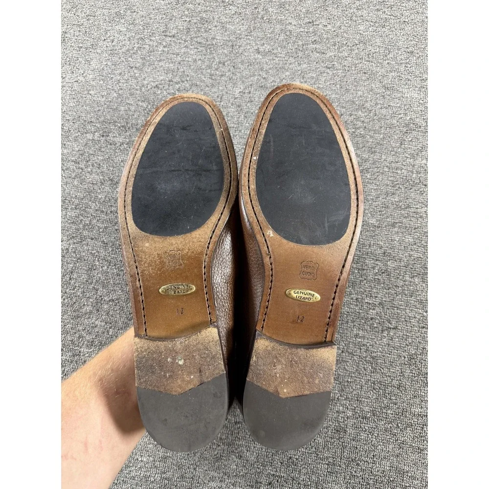 Alan Payne Shoes Mens 12 A Brown Genuine Lizard Leather Loafer Slip On Dress